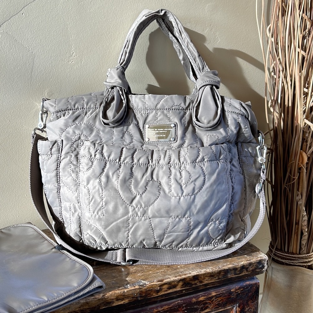 Marc Jacobs Taupe Large Quilted Signature Bag